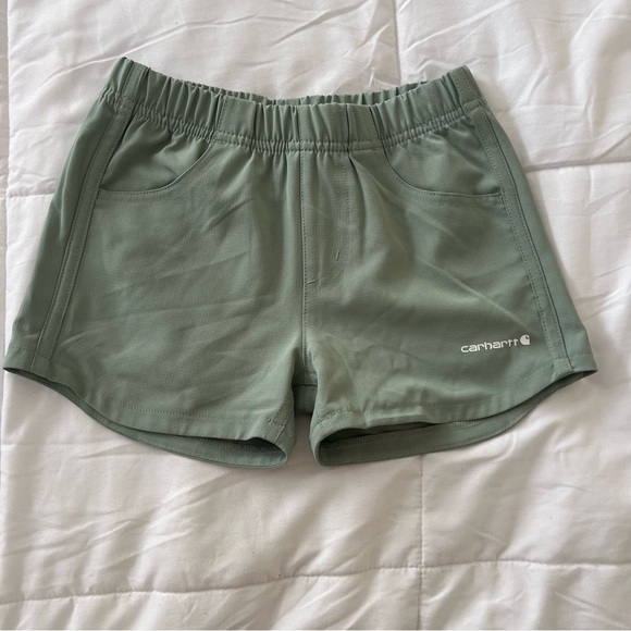 Carhartt Girls Force Shorts Size 6 NWOT Sage Green Rugged Outdoor Play P7 - Picture 1 of 9
